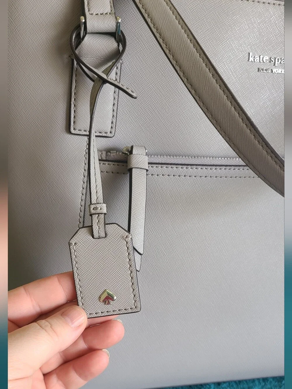 kate spade Cameron Saffiano Leather Tote in Light Gray